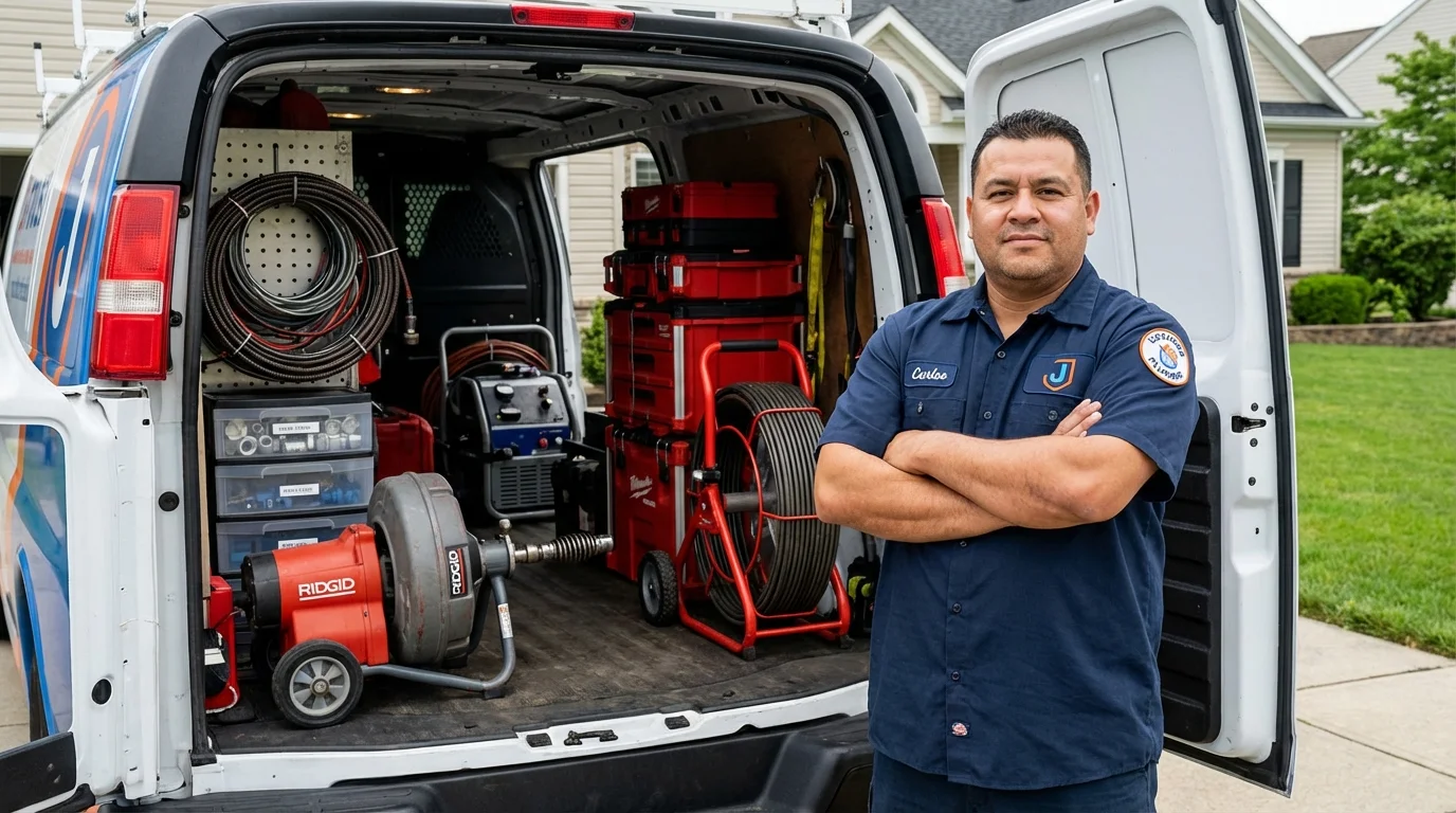 Professional drain cleaning equipment and Johns Plumbing LLC plumber in Denison